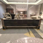 Elegant Curved TV Stand with Textured Panels, Cream Frame and Brushed Gold Hardware